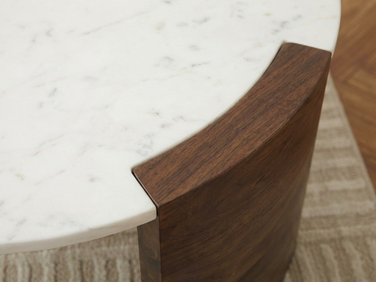 Torvi - Torvi Oval Coffee Table Marble Top And Solid Mango Wood Legs
