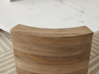 Torvi - Table Basse Ovale Torvi Plateau Marbre Et Pieds Bois Massif D'Acacia