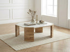 Torvi - Mesa de centro cuadrada Torvi con tablero de mármol y patas de madera maciza de acacia