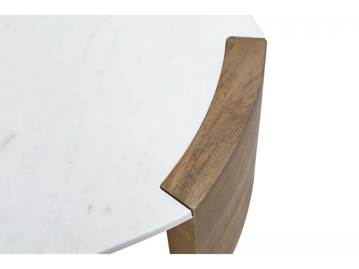 Torvi - Mesa de centro cuadrada Torvi con tablero de mármol y patas de madera maciza de acacia
