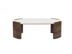 Torvi - Torvi Oval Coffee Table Marble Top And Solid Mango Wood Legs