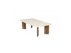 Arya - Table Basse Rectangulaire 120 Cm Effet Travertin Et Pieds Bois Massif De Manguier