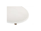 Arya - Table Basse Ovale 110 Cm Effet Travertin Et Pieds Bois Massif De Manguier
