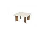 Arya - Square Coffee Table 70 Cm Travertine Effect And Solid Mango Wood Legs