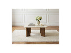 Arya - Square Coffee Table 70 Cm Travertine Effect And Solid Mango Wood Legs