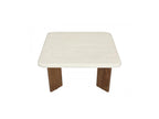 Arya - Square Coffee Table 70 Cm Travertine Effect And Solid Mango Wood Legs