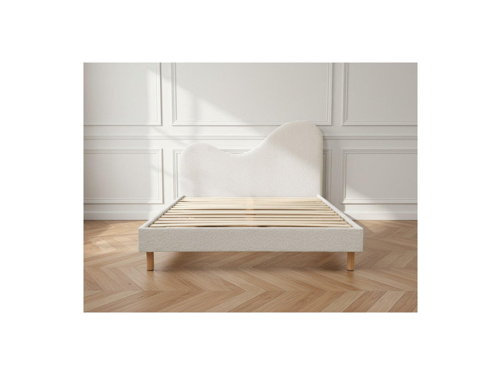 Celina - Bed - Bouclé Fabric with Solid Slats