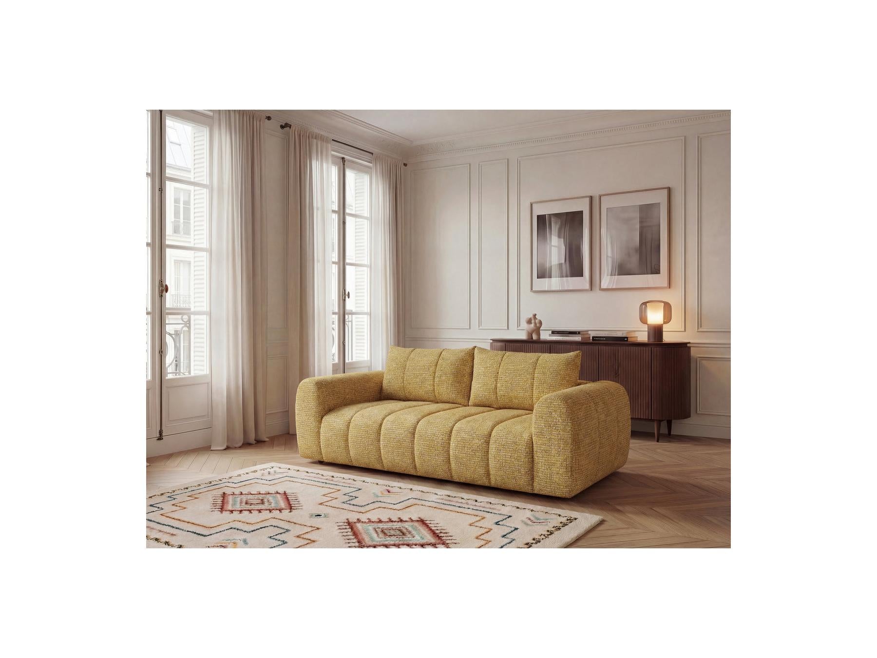 Nesty - Canapé Droit Fixe 3 Places - Tissu Chiné