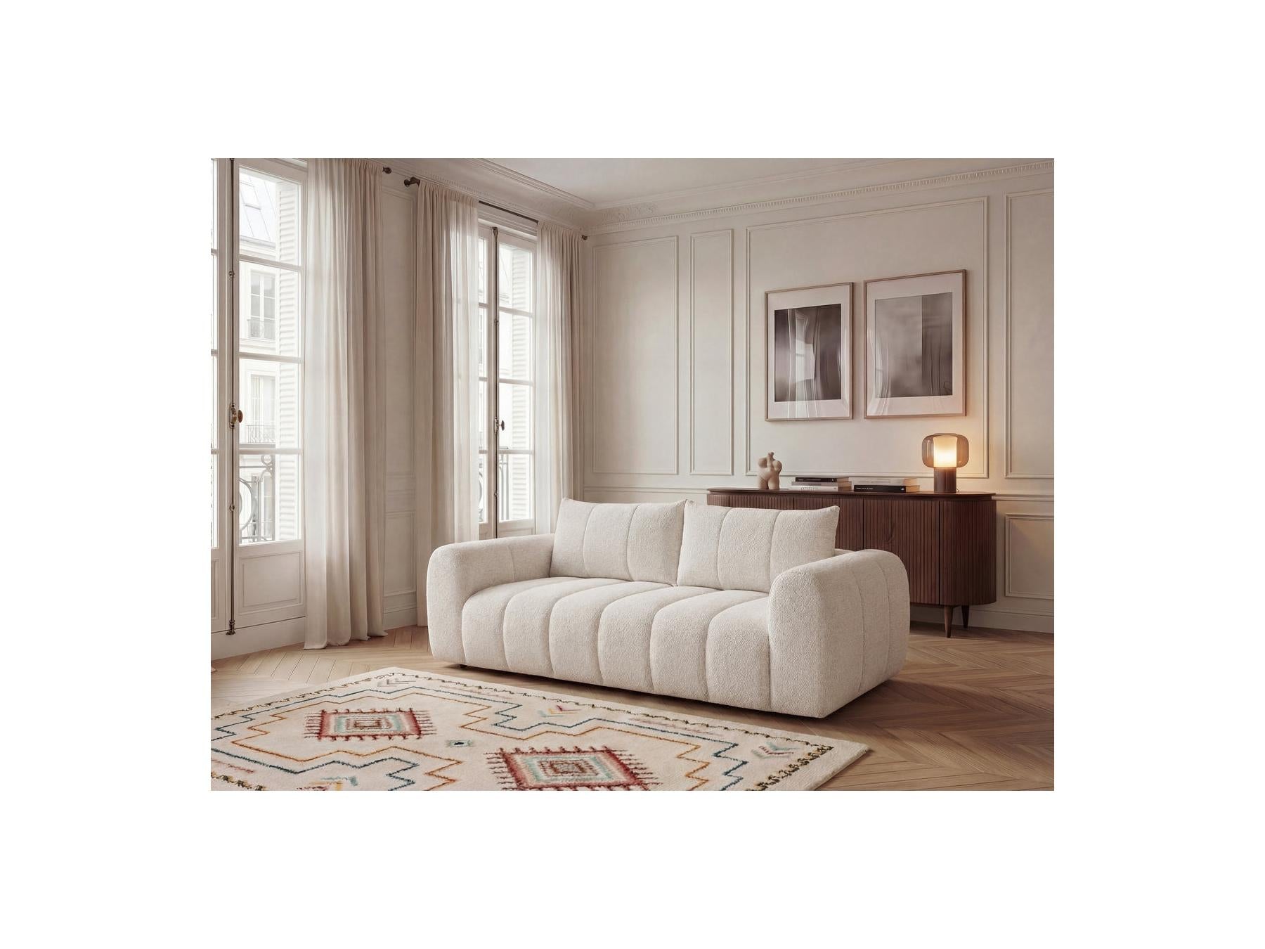 Nesty - Canapé Droit Fixe 3 Places - Tissu Chiné