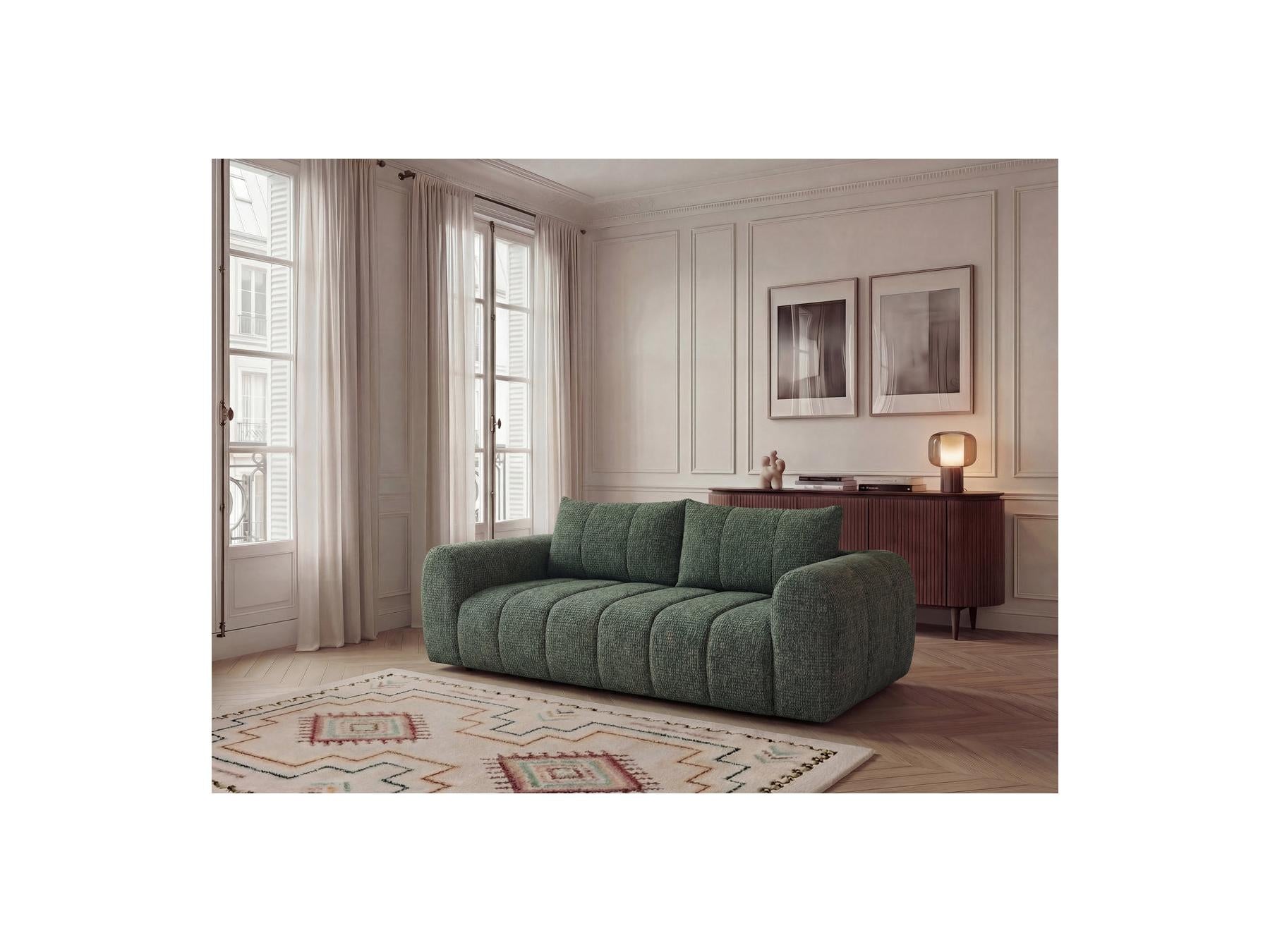 Nesty - Canapé Droit Fixe 3 Places - Tissu Chiné