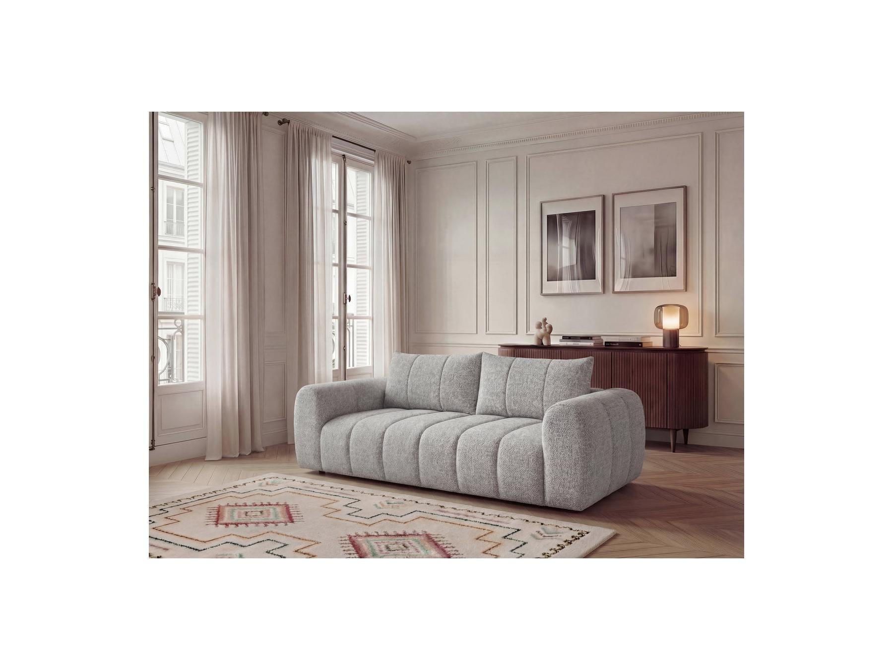 Nesty - Canapé Droit Fixe 3 Places - Tissu Chiné