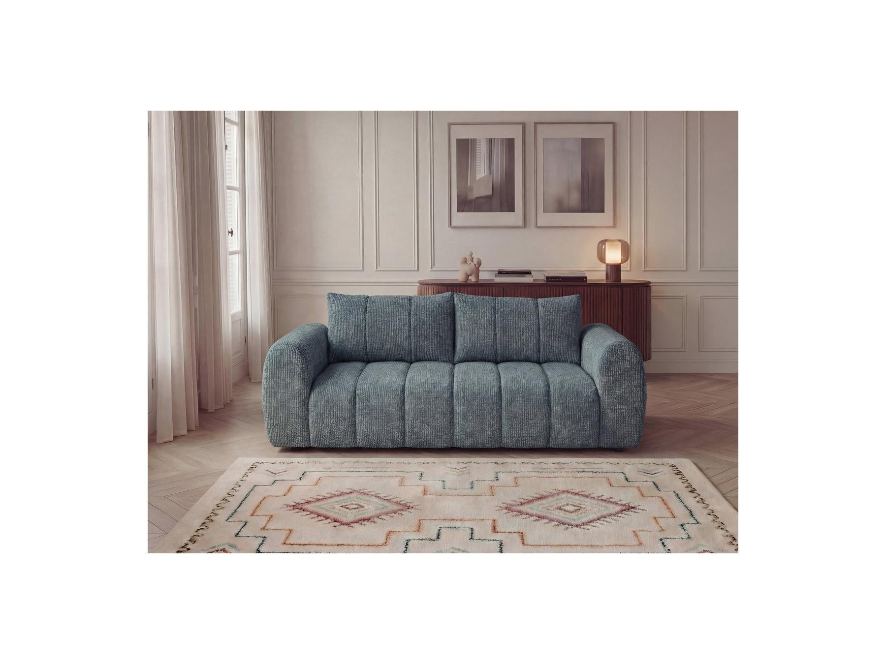 Nesty - Canapé Droit Fixe 3 Places - Tissu Chiné