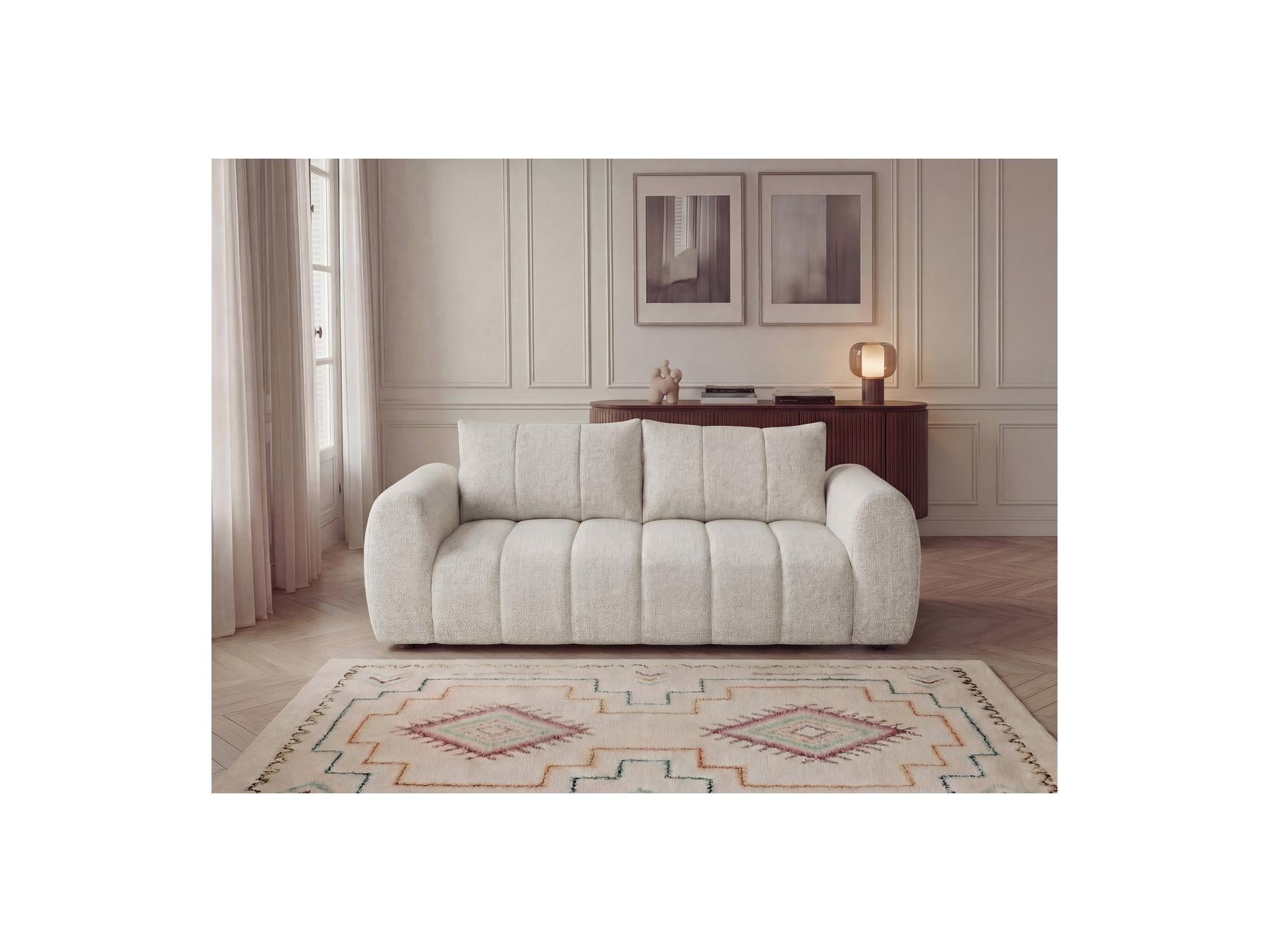 Nesty - Canapé Droit Fixe 3 Places - Tissu Chiné