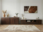 Barbara - Ensemble Barbara Avec Buffet + Meuble Tv En Bois Massif De Manguier Et Marbre