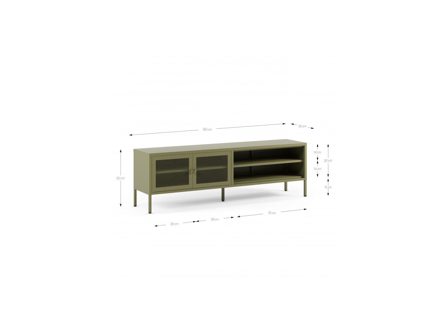 Clara - Meuble Tv 2 Portes 2 Niches - Métal Édition Limitée
