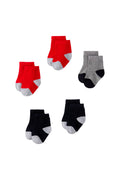 5 Paires De Chaussettes - Rouge, Noir Et Gris Chiné - Bébé Garçon