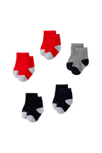 5 Paires De Chaussettes - Rouge, Noir Et Gris Chiné - Bébé Garçon