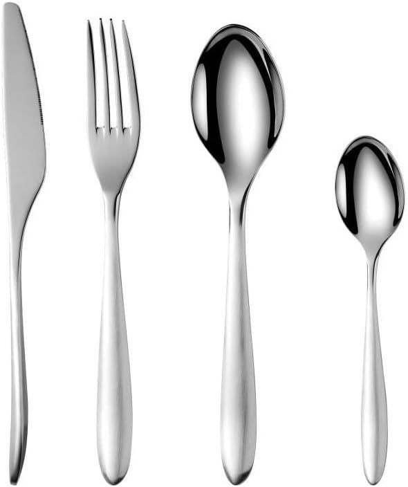 24 Piece Cutlery Set - Stainless Steel - Polished Mirror Finish Stainless Steel