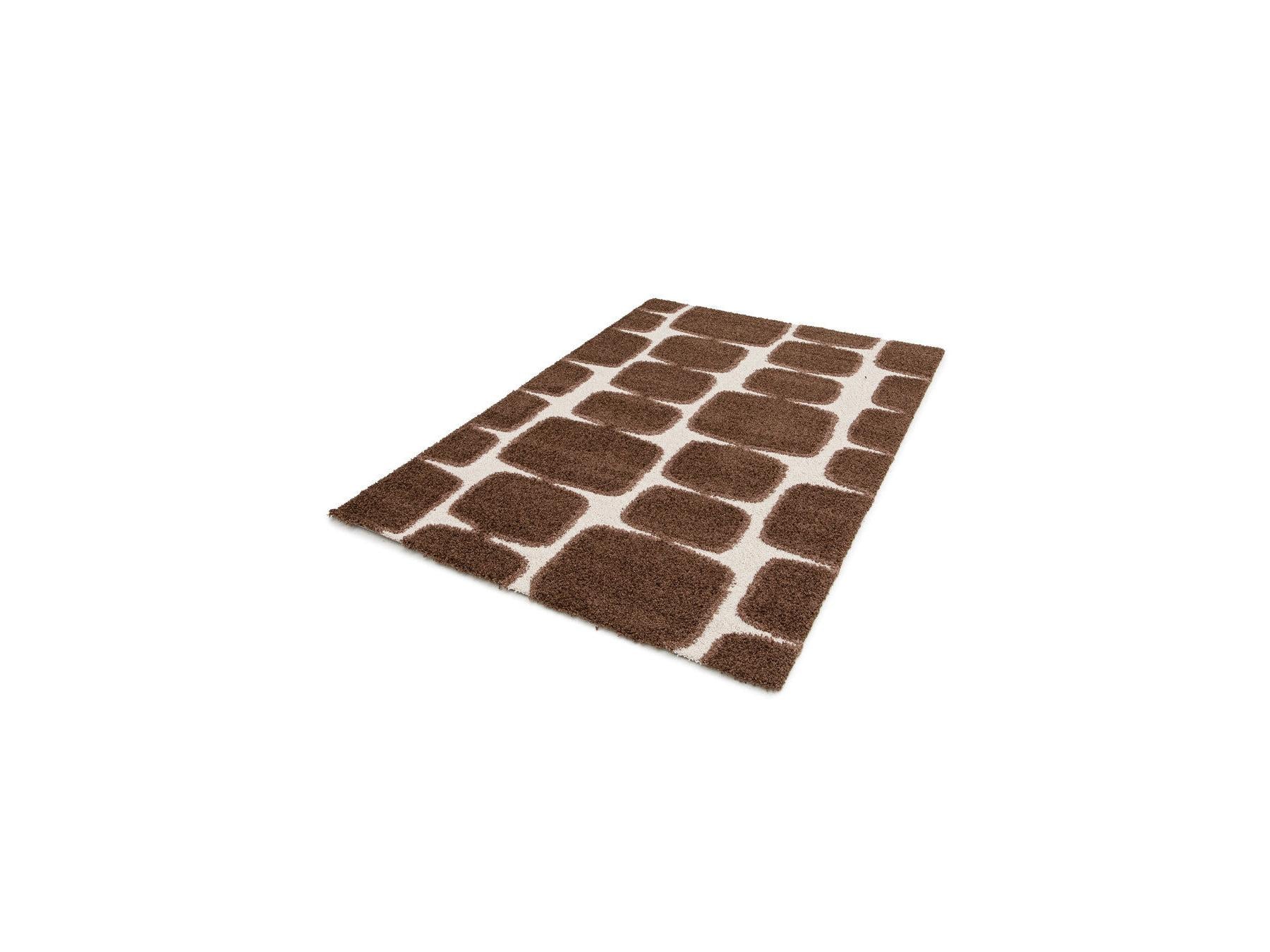 Chino - Tapis Poils Longs - Motif Abstrait - Marron