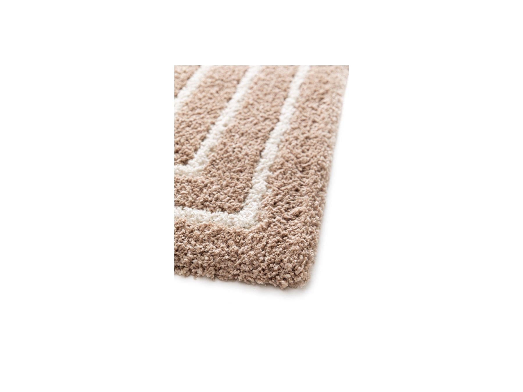 Lyzzo - Tapis Poils Longs - Motif Graphique - Beige