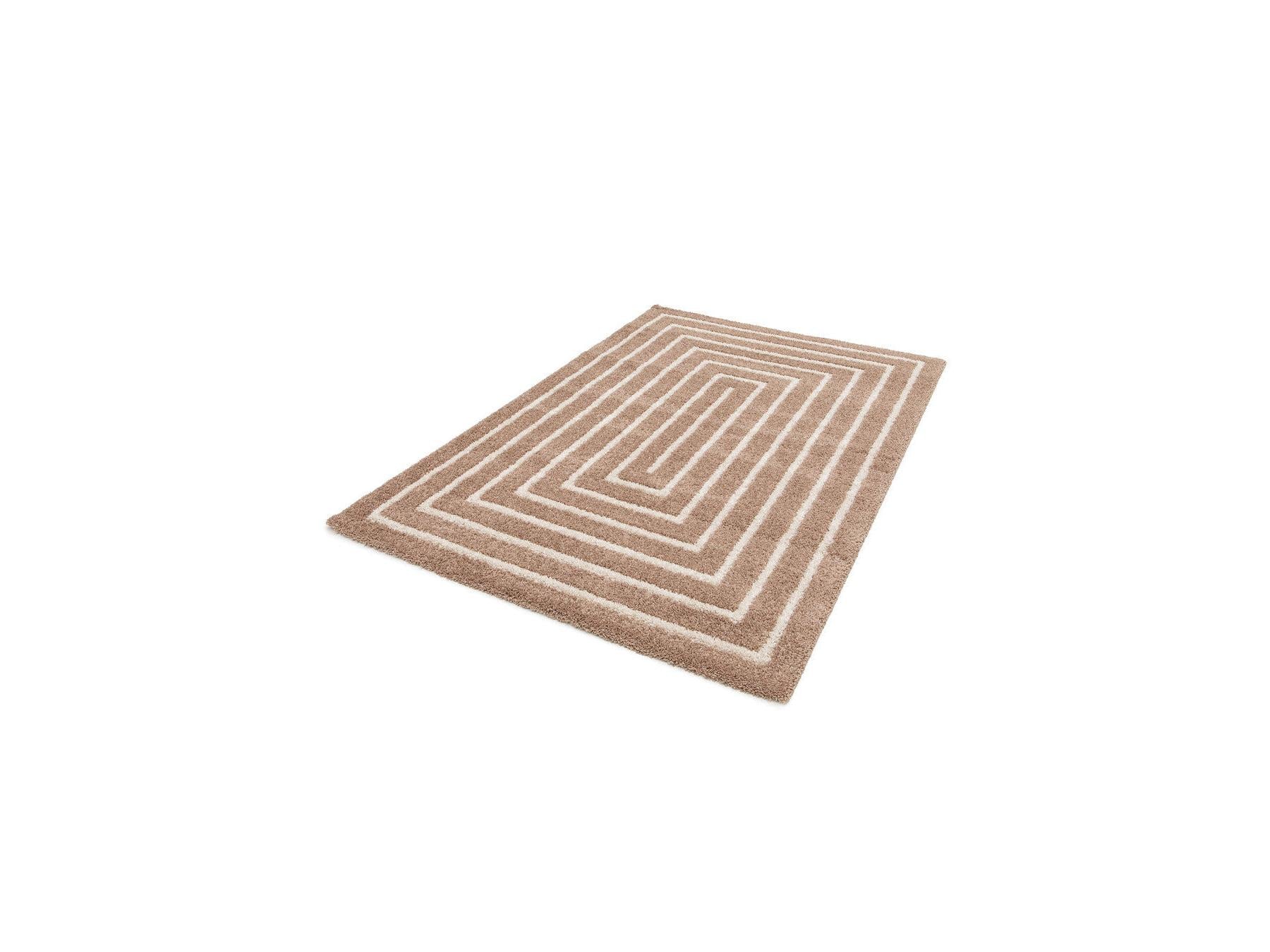 Lyzzo - Tapis Poils Longs - Motif Graphique - Beige