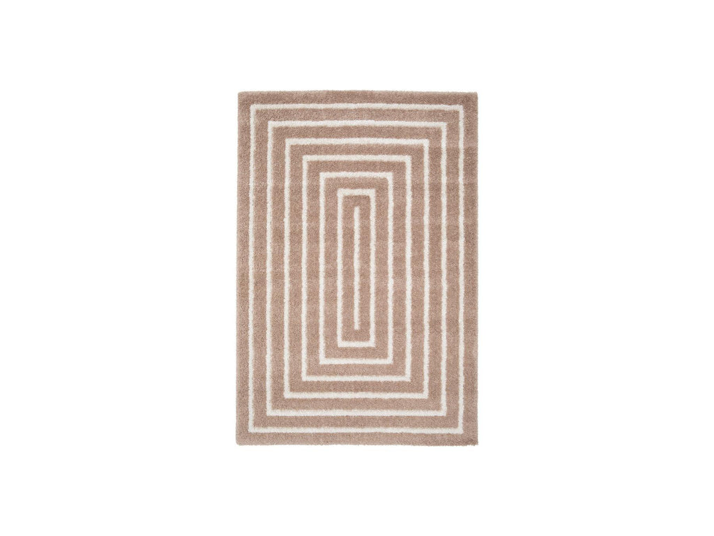 Lyzzo - Tapis Poils Longs - Motif Graphique - Beige