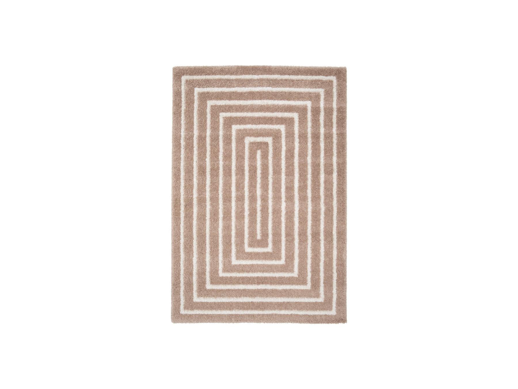 Lyzzo - Tapis Poils Longs - Motif Graphique - Beige