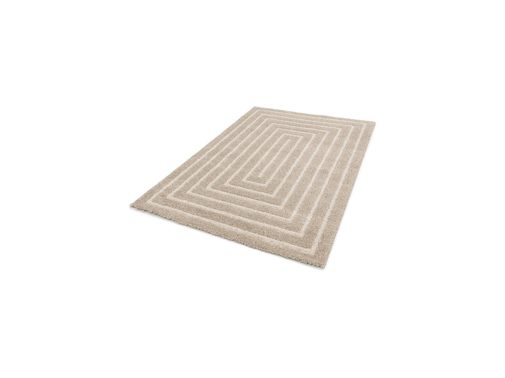 Lyzzo - Tapis Poils Longs - Motif Graphique - Crème