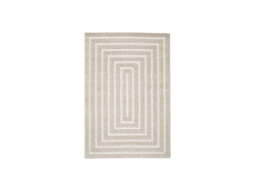 Lyzzo - Tapis Poils Longs - Motif Graphique - Crème