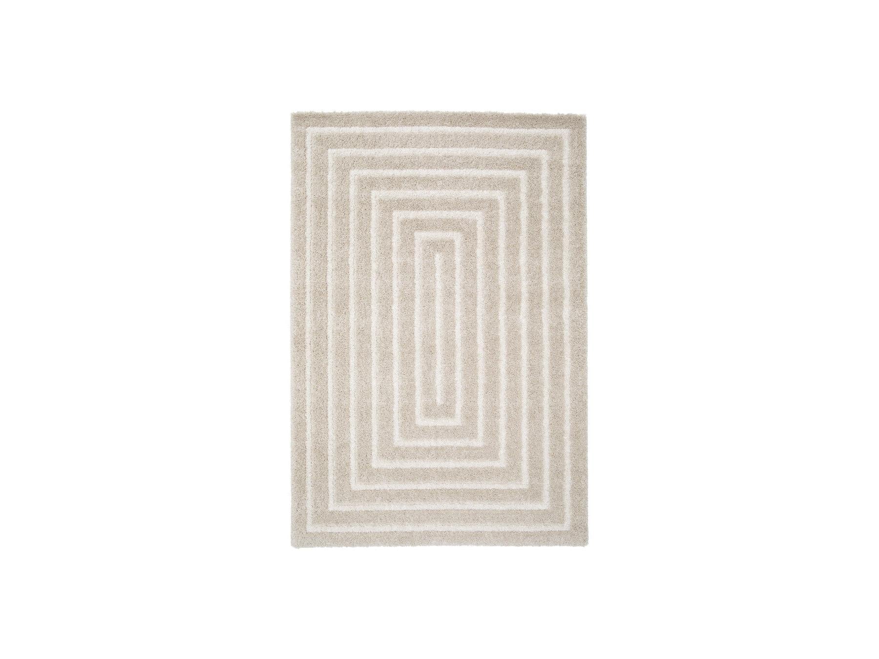 Lyzzo - Tapis Poils Longs - Motif Graphique - Crème