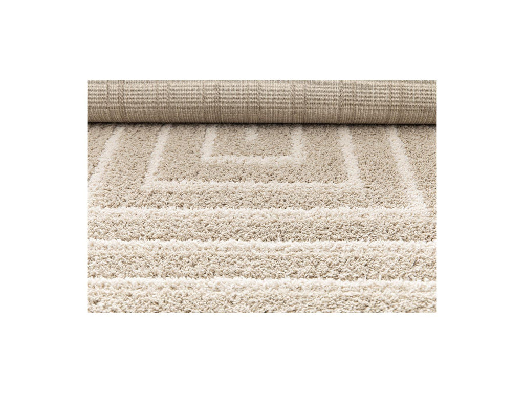 Lyzzo - Tapis Poils Longs - Motif Graphique - Crème