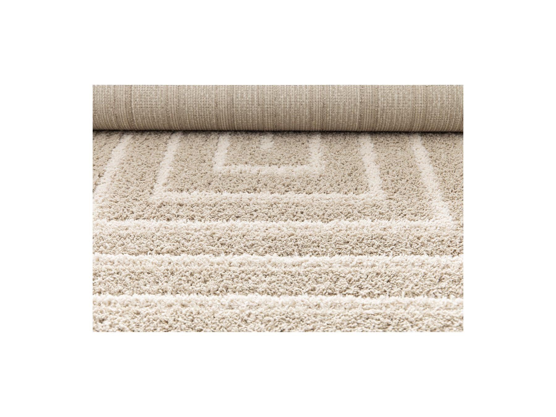 Lyzzo - Tapis Poils Longs - Motif Graphique - Crème