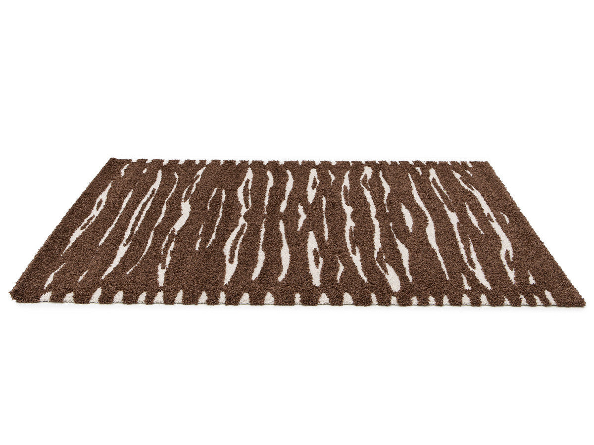 Tavaro - Long-Pile Rug - Abstract Pattern - Brown