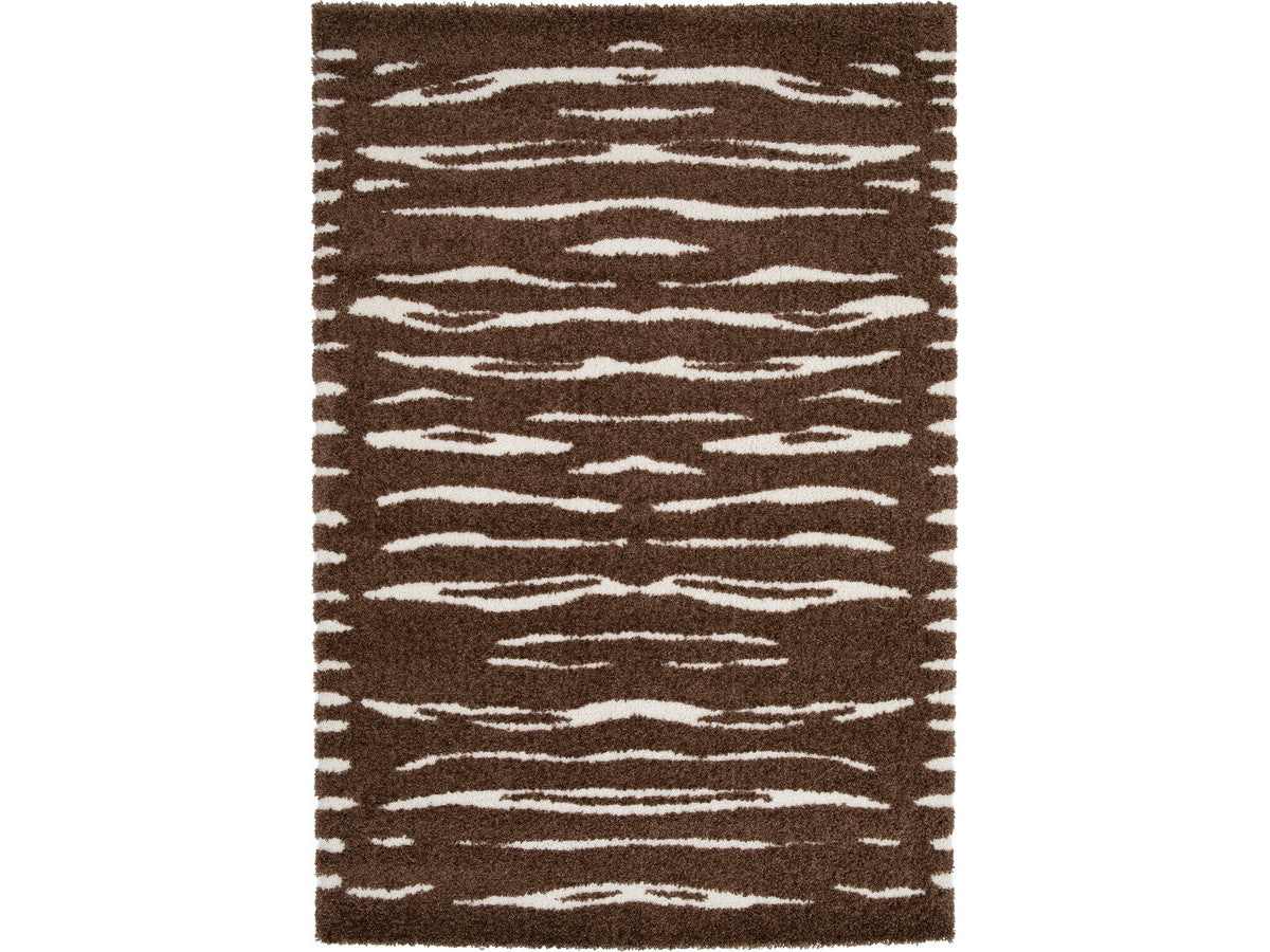 Tavaro - Long-Pile Rug - Abstract Pattern - Brown
