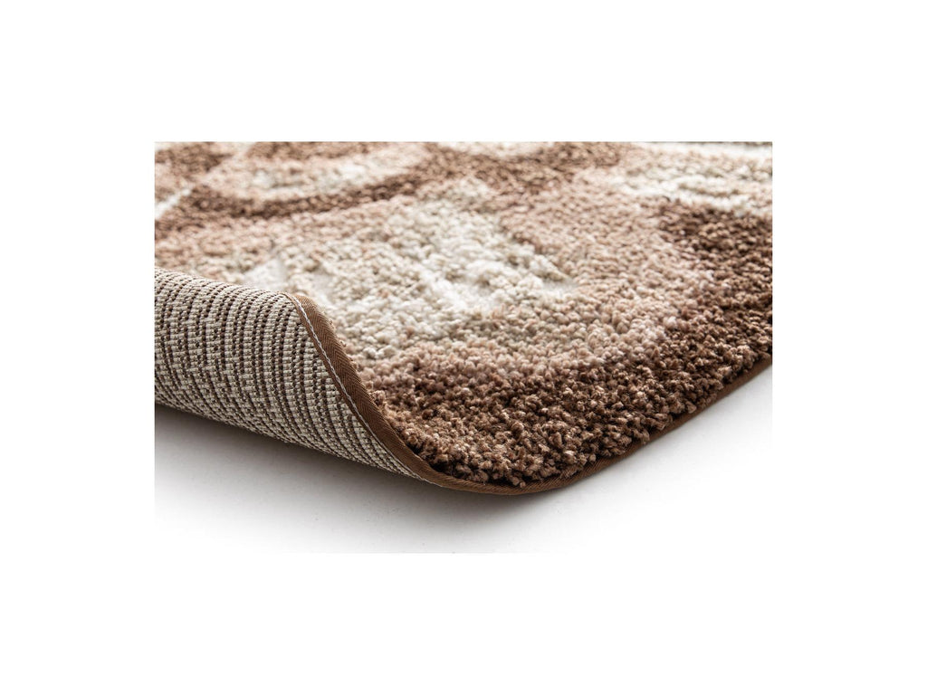 Mocca - Tapis Rond Poils Longs - Motif Abstrait