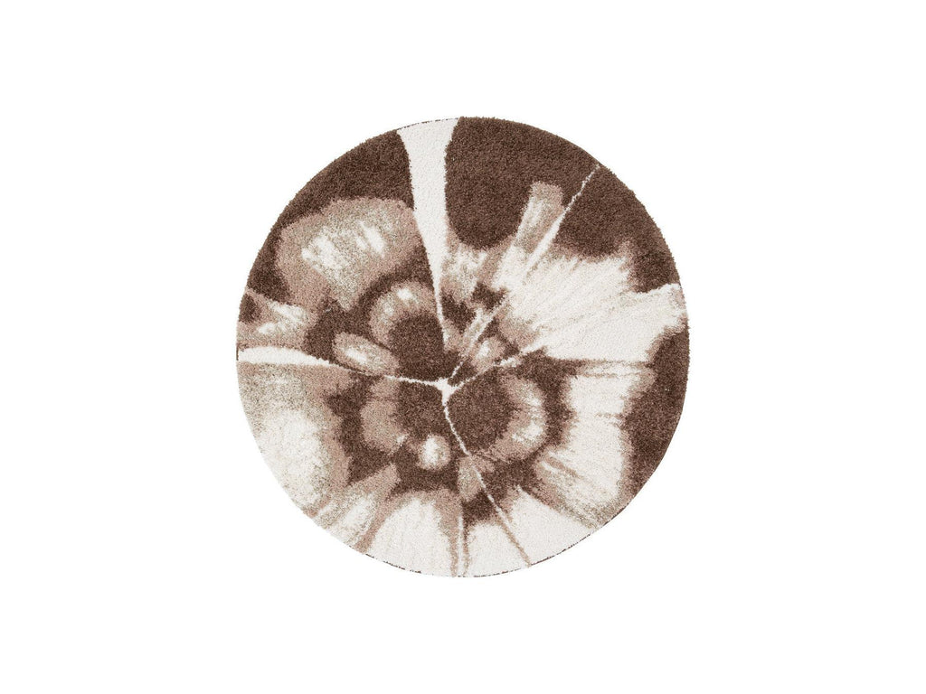 Mocca - Tapis Rond Poils Longs - Motif Abstrait