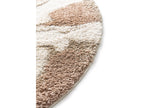 Tapis Rond Poils Longs Leche Motif Abstrait