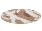 Tapis Rond Poils Longs Leche Motif Abstrait
