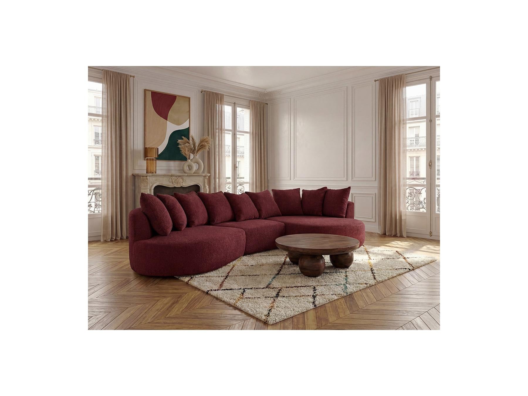 Calypso - Canapé D'Angle Fixe - Tissu Bouclette - Angle Droit