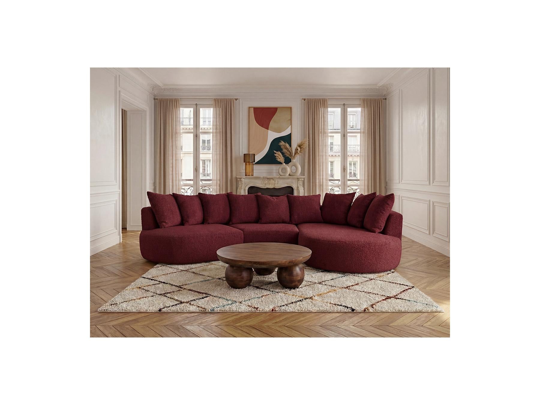 Calypso - Canapé D'Angle Fixe - Tissu Bouclette - Angle Droit