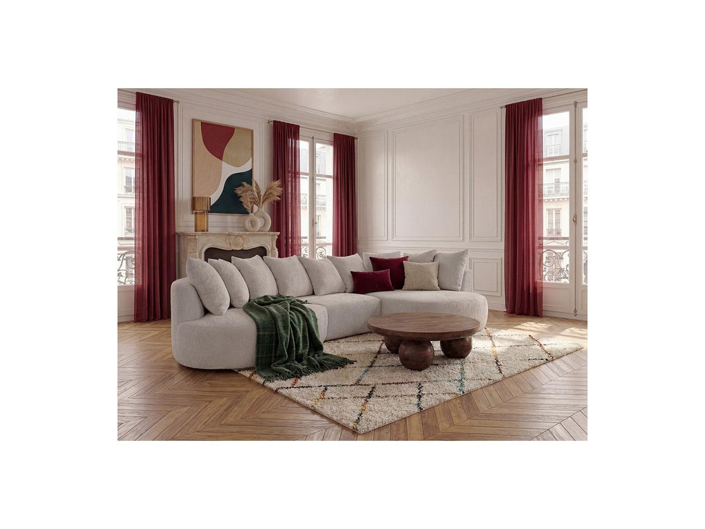 Calypso - Canapé D'Angle Fixe - Tissu Bouclette - Angle Droit