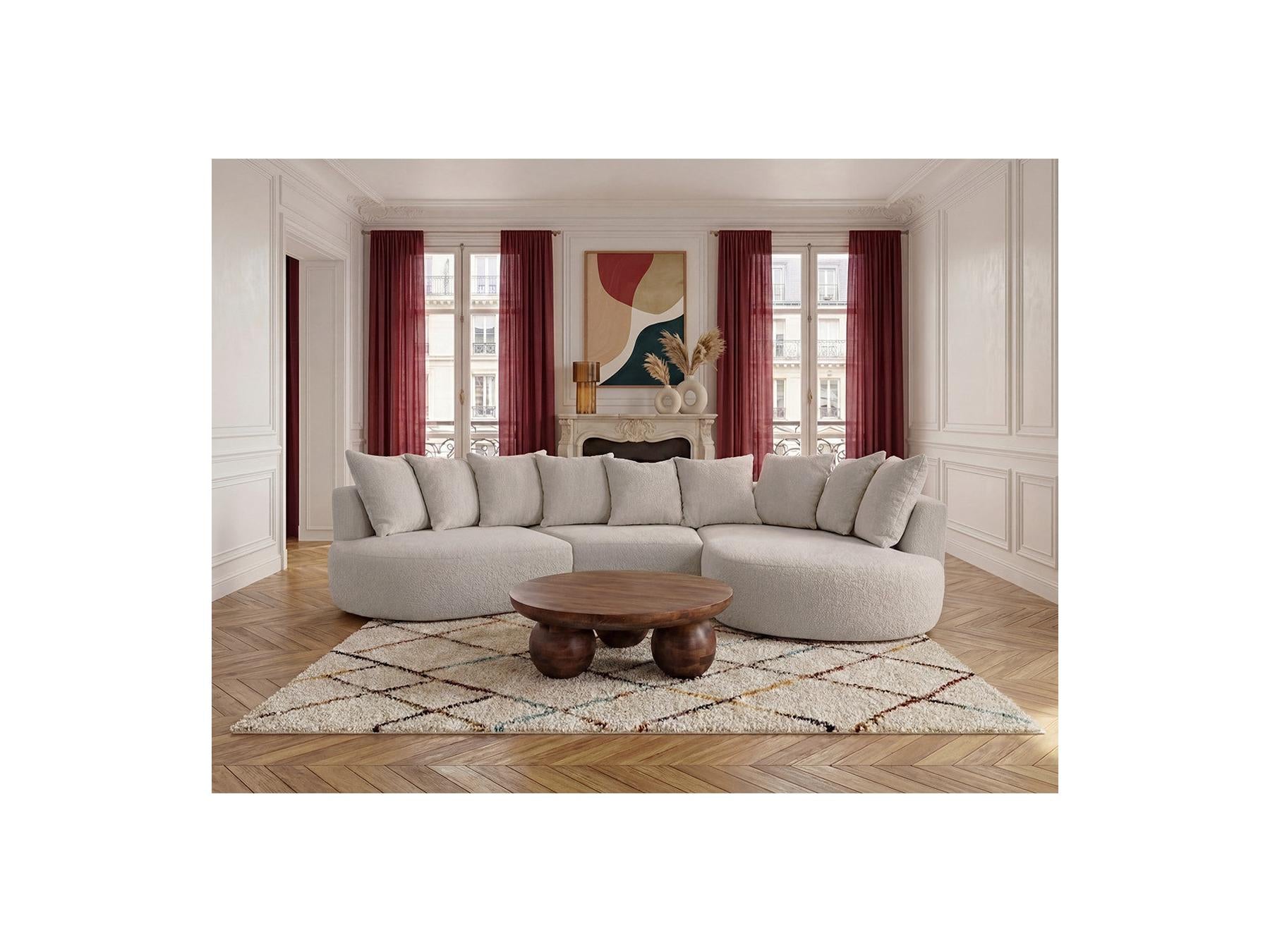 Calypso - Canapé D'Angle Fixe - Tissu Bouclette - Angle Droit