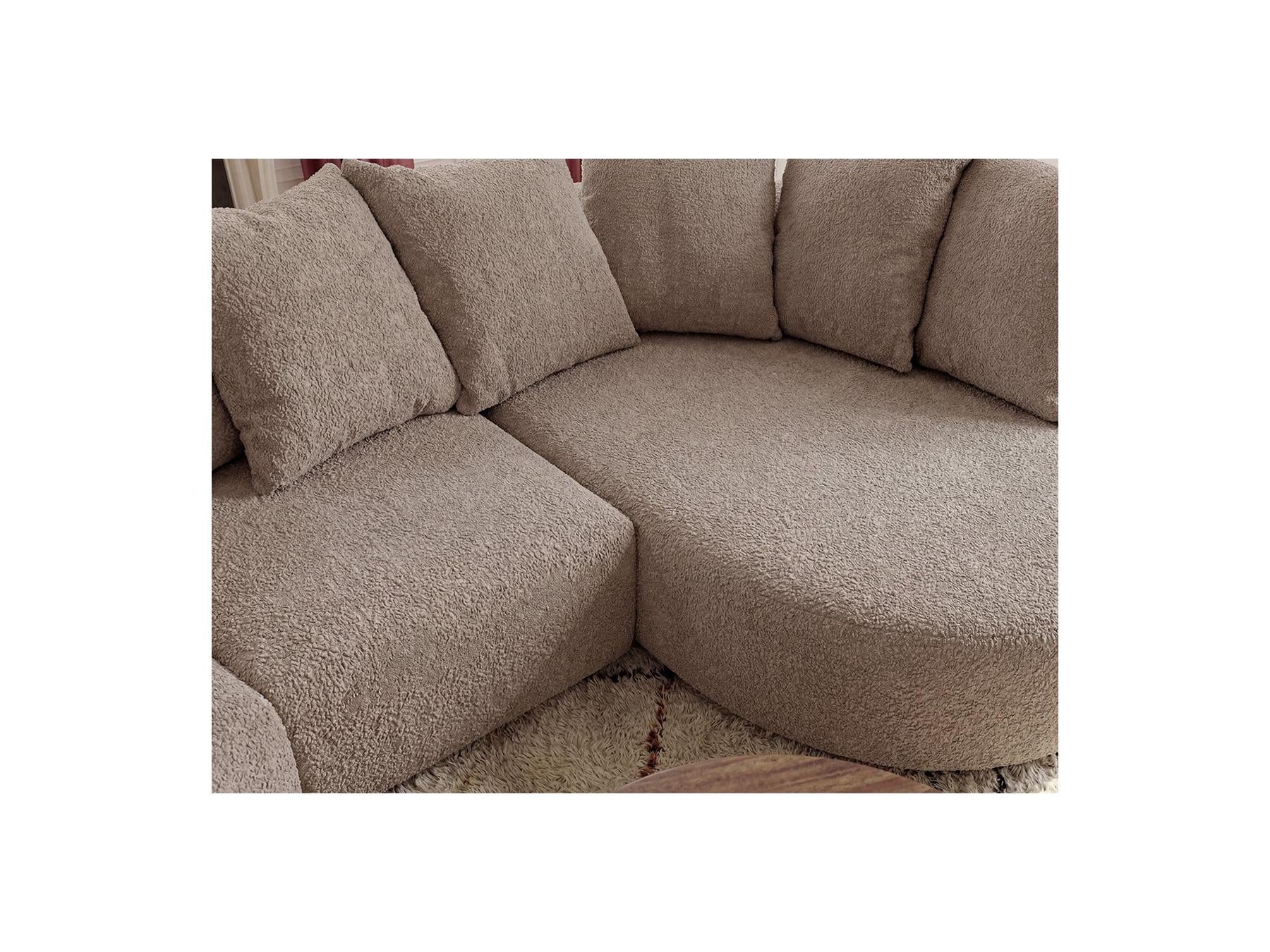 Calypso - Canapé D'Angle Fixe - Tissu Bouclette - Angle Droit
