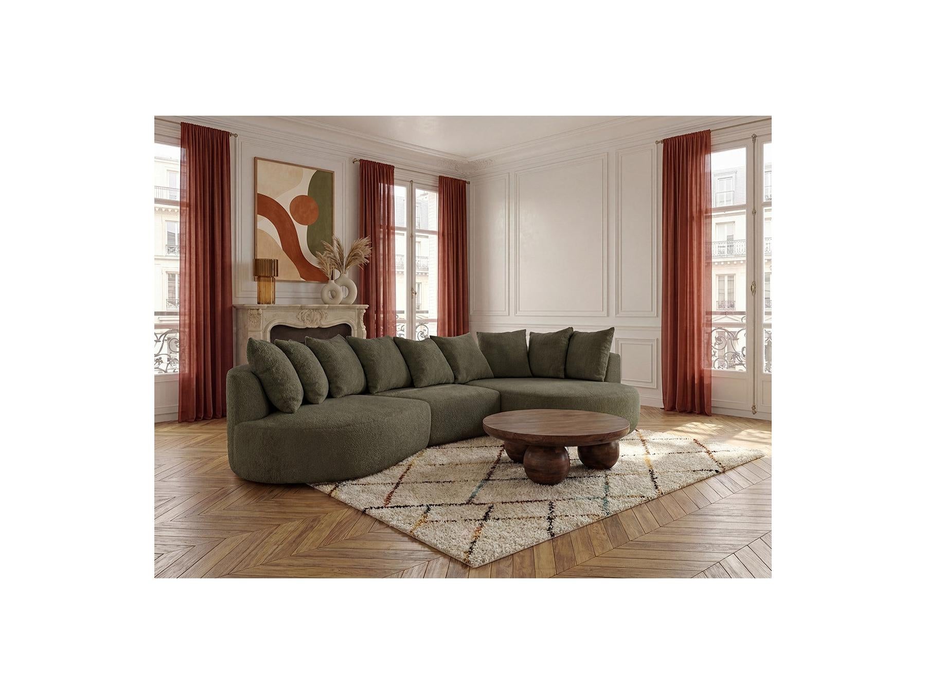 Calypso - Canapé D'Angle Fixe - Tissu Bouclette - Angle Droit