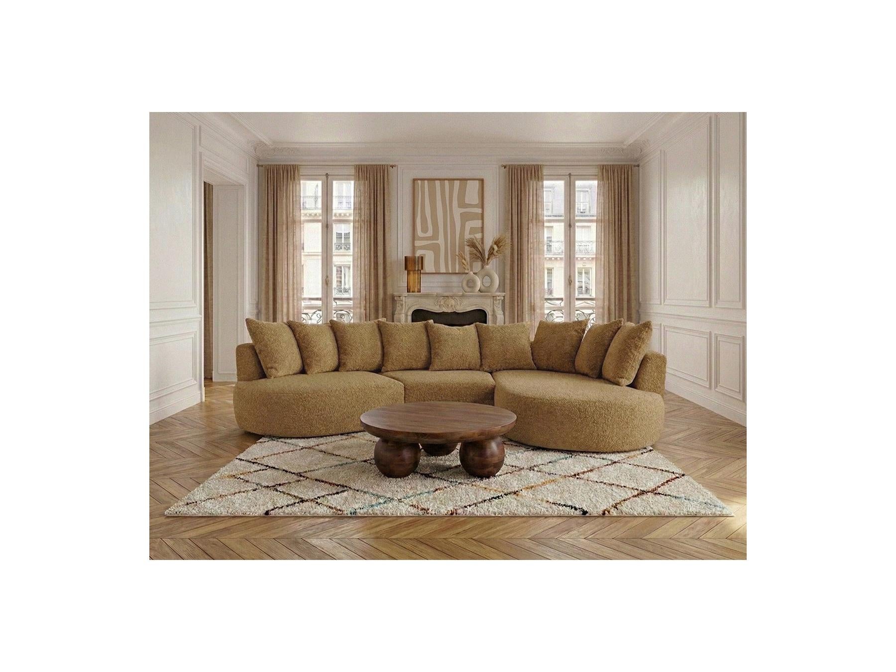 Calypso - Canapé D'Angle Fixe - Tissu Bouclette - Angle Droit