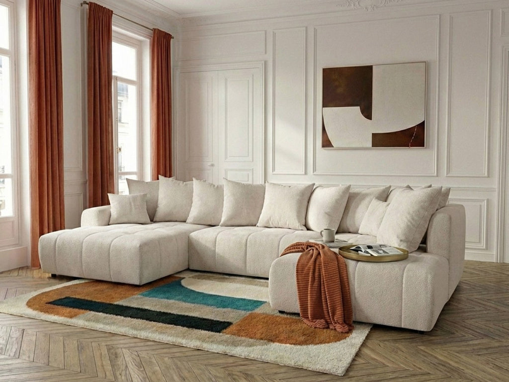 Roxelane - Panoramic Sofa Bed - Heathered Fabric - Left-Hand Corner