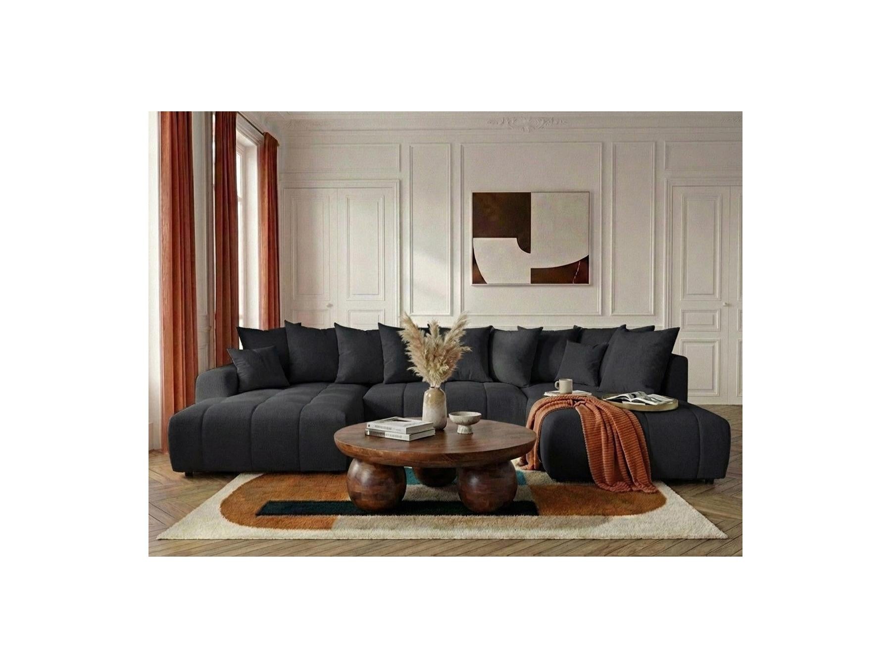 Roxelane - Panoramic Sofa Bed - Heathered Fabric - Left-Hand Corner