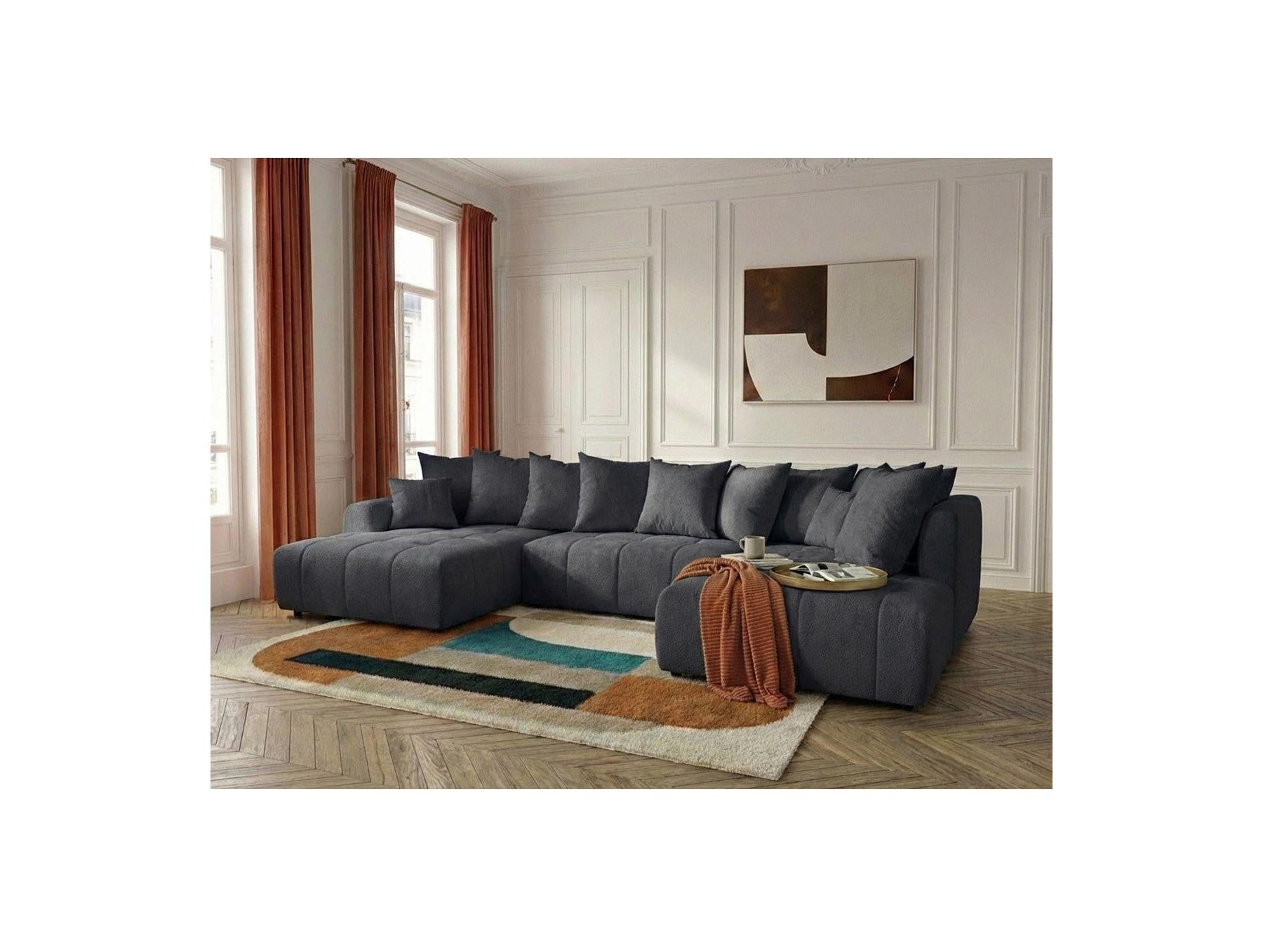 Roxelane - Panoramic Sofa Bed - Heathered Fabric - Left-Hand Corner