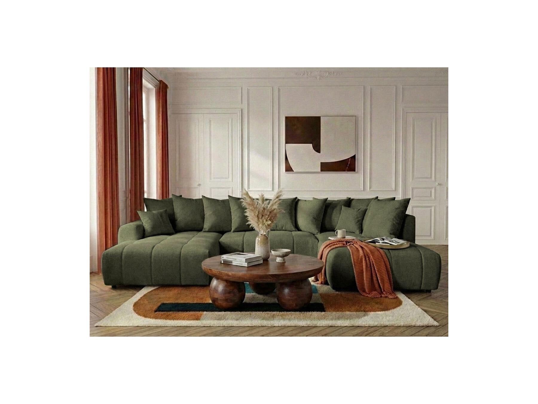 Roxelane - Panoramic Sofa Bed - Heathered Fabric - Left-Hand Corner