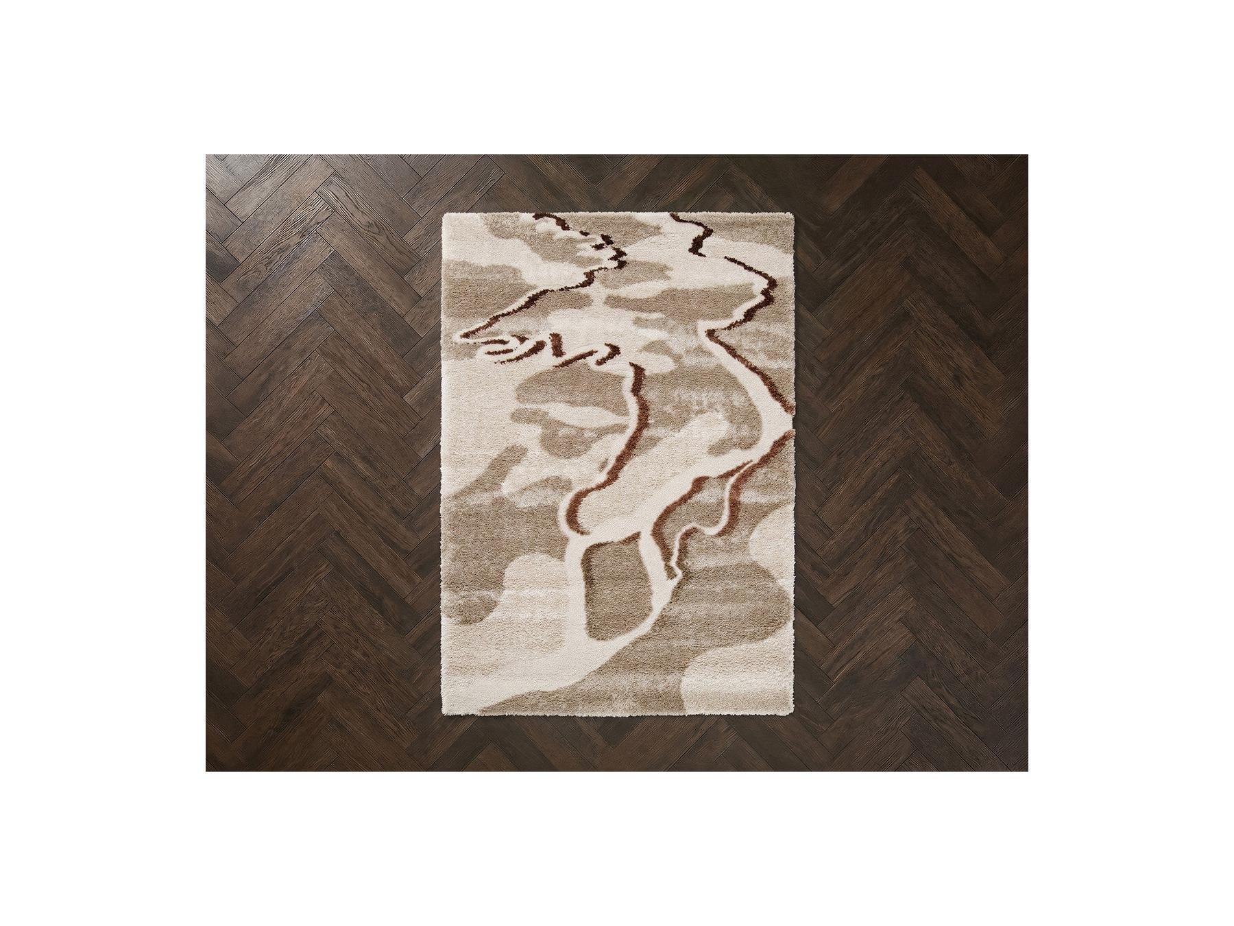 Elvia - Long Pile Rug - Abstract Pattern - Beige